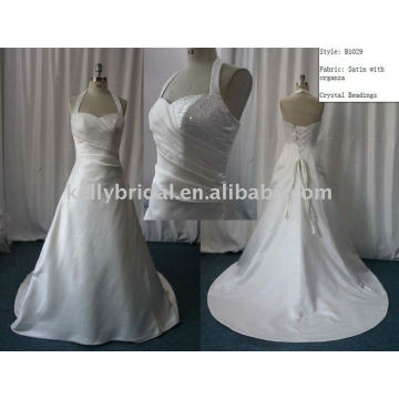 Halter 395 Satin Glamorous Dress Wedding Preto e Branco